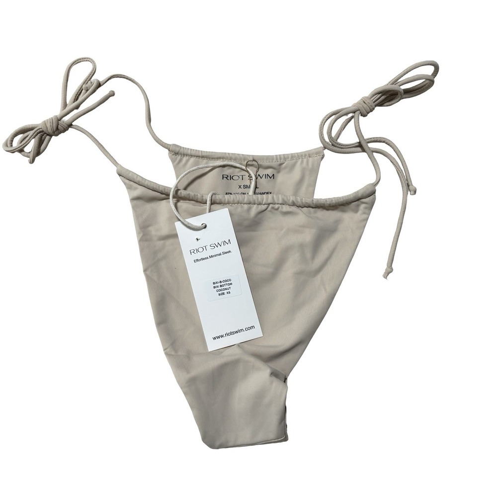 NWT Riot Swim Bixi Bikini Bottom‎ Coconut Beige Side Tie Size XS